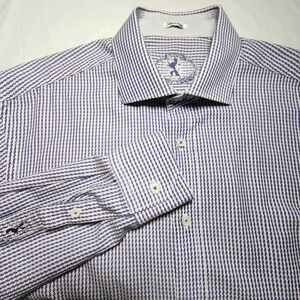 Bugatchi Shape Fit Purple/Pink Mens Check Dress Shirt Long Sleeve Shirt Size L